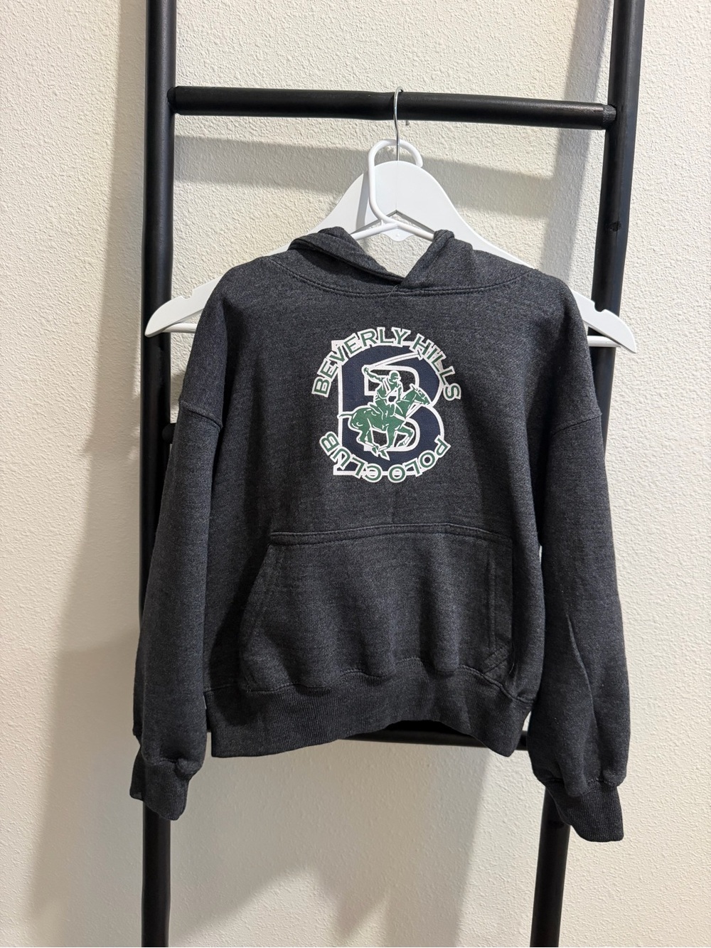 Beverly Hills Polo Club Charcoal Hoodie with Green & White Logo - Women's